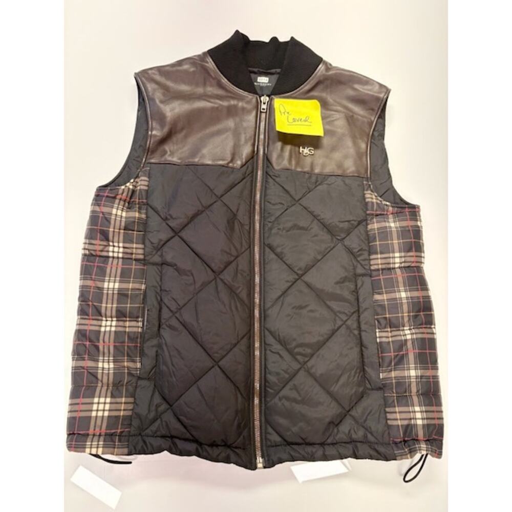 Givenchy Plaid Down Quilted Vest Full-Zip Pockets Black/Multicolor Mens Size 52 - Picture 2 of 16
